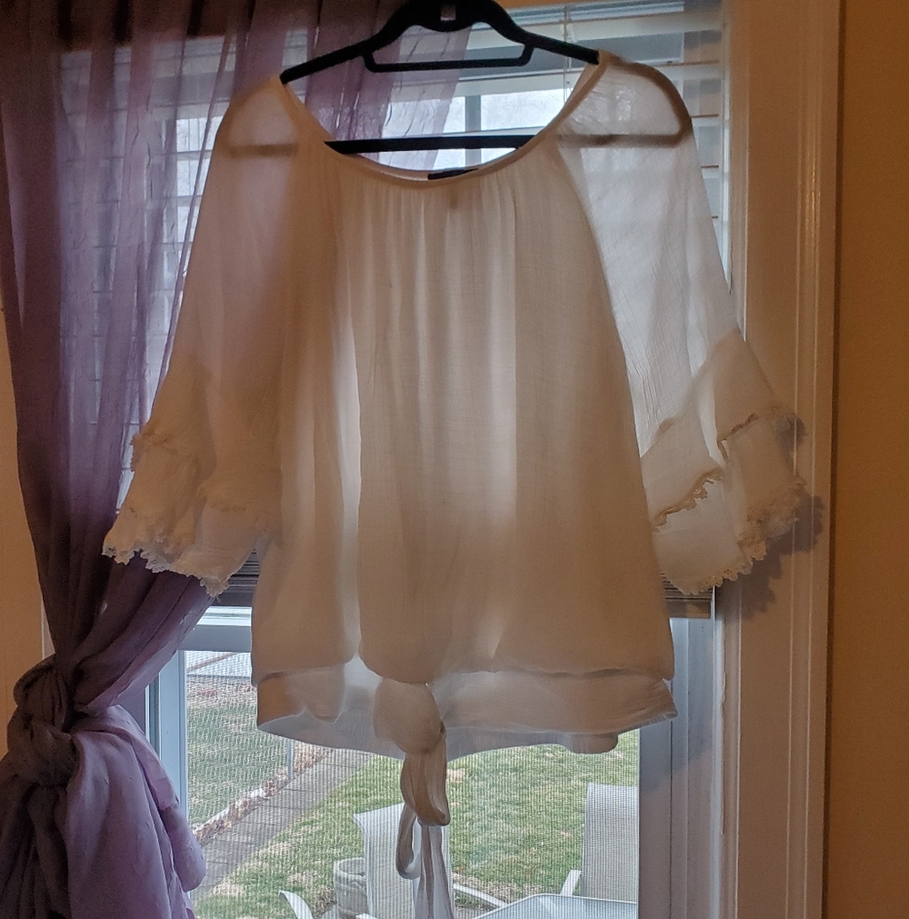 I.N. Studio White Tie-Front Blouse